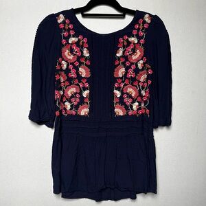 Anthropologie Embroidered Floral Tunic